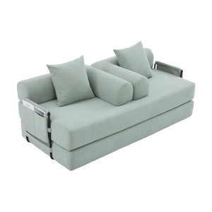 English Elm UNITED modular foldable sofa with metal frame, corduroy upholstery, side pocket & quick assembly convenience Mint Blue W1568P375643