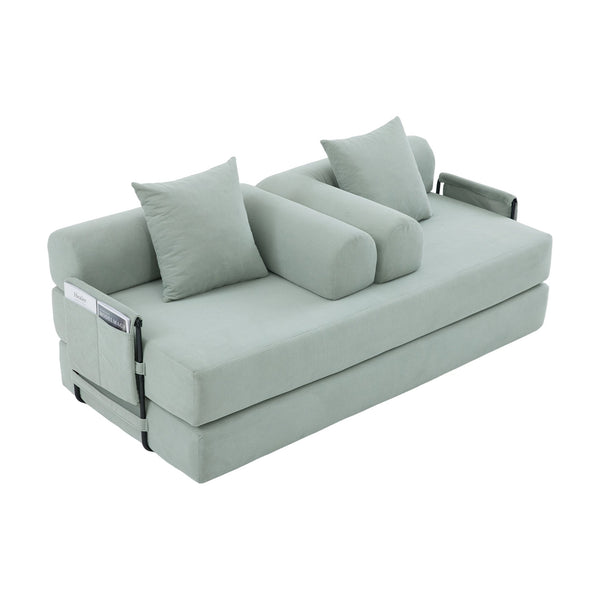 English Elm UNITED modular foldable sofa with metal frame, corduroy upholstery, side pocket & quick assembly convenience Mint Blue W1568P375643