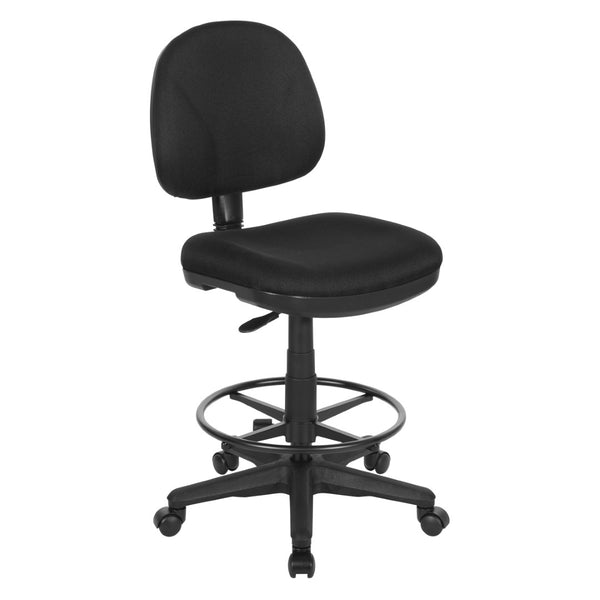 OSP Home Furnishings Drafting Chair and Stool Kit Ergonomic Fabric Seat with Lumbar Support for Standing Desks Black DC630-231