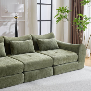 English Elm Modular Cloud Sectional Sofa Bed with Flannelette Upholstery for Flexible Living Green W1829S00075