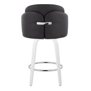 English Elm Fixed-height Swivel Counter Stools with Faux Leather Seats and Chrome Footrest Set of 2 B202S02159