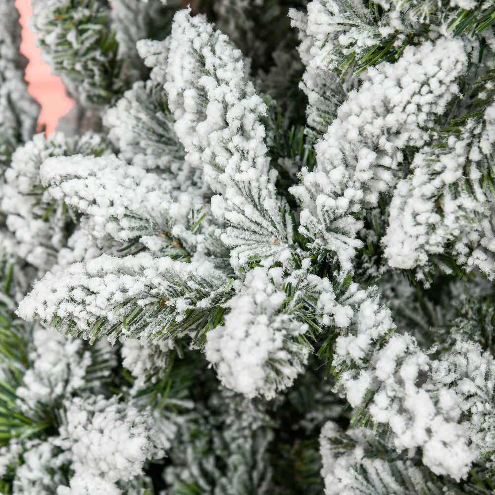 English Elm Homcom 7.5' Snow Flocked Artificial Christmas Tree - Easy Setup, Realistic Branches, Fire-Safe Design W2225P229662