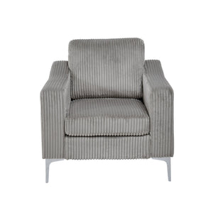 English Elm Lounge Corduroy Arm Seat with Steel Legs — Modern Convertible Single-Seat Sofa, Plush Foam Comfort Gray W3098S00023