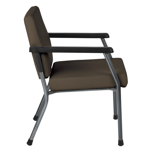 OSP Home Furnishings Bariatric Guest Chair with Reinforced Metal Frame and Pu Arm Pads for Medical Waiting Rooms Java And BC9601-R102