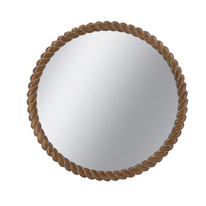English Elm 28.3x28.3" Round Pine Wood Wall Mirror Textured Frame Organic Entryway Decor W2078P445371