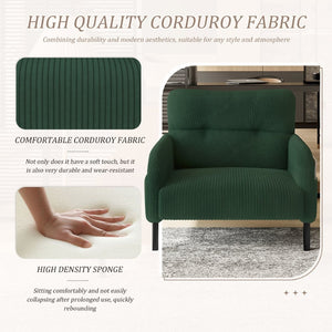 English Elm United We Win Corduroy Accent Chair Wide Seat Foam Cushion Living Room Lounge Emerald W1568P386163