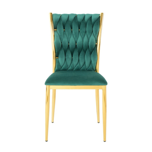 English Elm Modern Velvet Dining Chairs Set of 4 with Gold Legs Curved Back Kitchen Bedroom W210P271009
