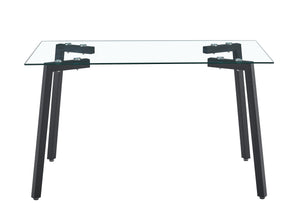 English Elm Glass Dining Table - Elegant Transparent Design With Golden Legs, Perfect For Modern Homes & Offices W370S00054