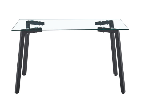 English Elm Glass Dining Table - Elegant Transparent Design With Golden Legs, Perfect For Modern Homes & Offices W370S00054