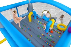 English Elm Multifunctional Kids Backyard Bounce and Slide Inflatable with Blower Mesh Walls W1677115481