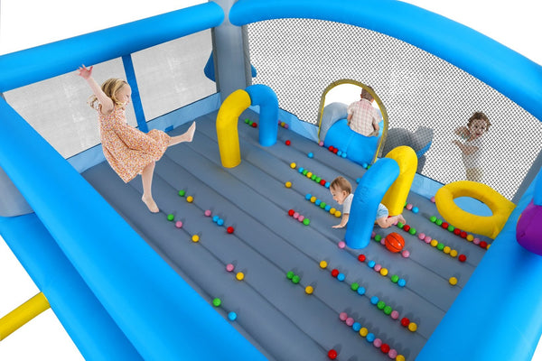 English Elm Multifunctional Kids Backyard Bounce and Slide Inflatable with Blower Mesh Walls W1677115481