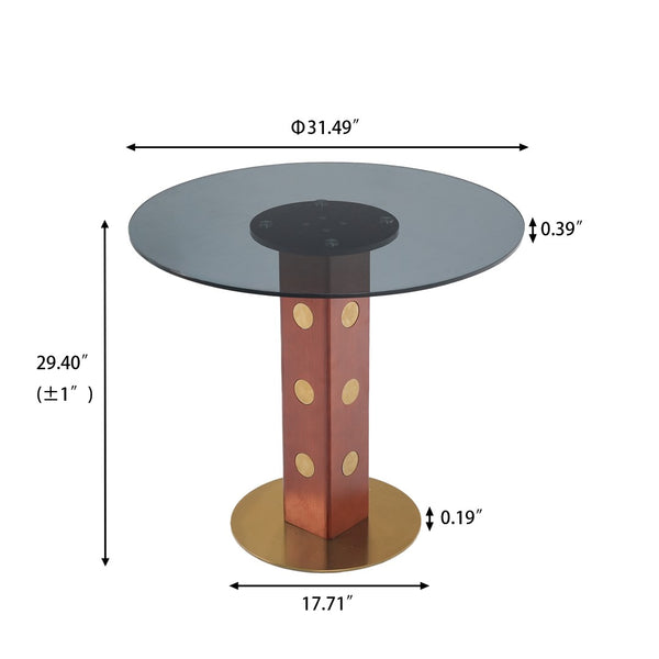 English Elm Modern Round Tempered Glass Dining Table Top for Compact Kitchens and Nooks W1535P478563