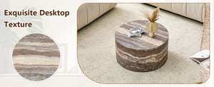 English Elm Cave Stone Patterned Mdf Round Coffee Table for Minimalist Industrial Living Rooms W1151P460954