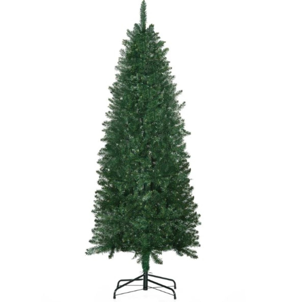 English Elm Pencil Slim Snow Flocked Pre Lit Tree with Warm Led Glow for Entryways T3971P419369