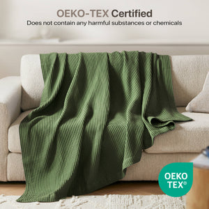 English Elm 1PC Luxurious 100% Cotton Waffle Blanket 90x90 for Full/Queen Beds – Breathable 300gsm Comfort Green 15.75 L x 12.2 W x 4.72 H B035P341141