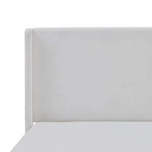 English Elm Carmen Boucle Upholstered Wingback Bed with 52.3" High Headboard, Modern Minimalist Platform Frame White B083P358537