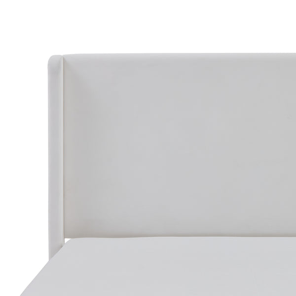 English Elm Carmen Boucle Upholstered Wingback Bed with 52.3" High Headboard, Modern Minimalist Platform Frame White B083P358537