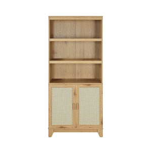 English Elm Sheridan 31" Bookcase Cabinet with 7 Shelves, Soft-Close Doors, Adjustable Shelves, Stylish Legs Natural B365P397893