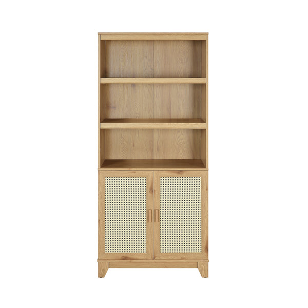 English Elm Sheridan 31" Bookcase Cabinet with 7 Shelves, Soft-Close Doors, Adjustable Shelves, Stylish Legs Natural B365P397893
