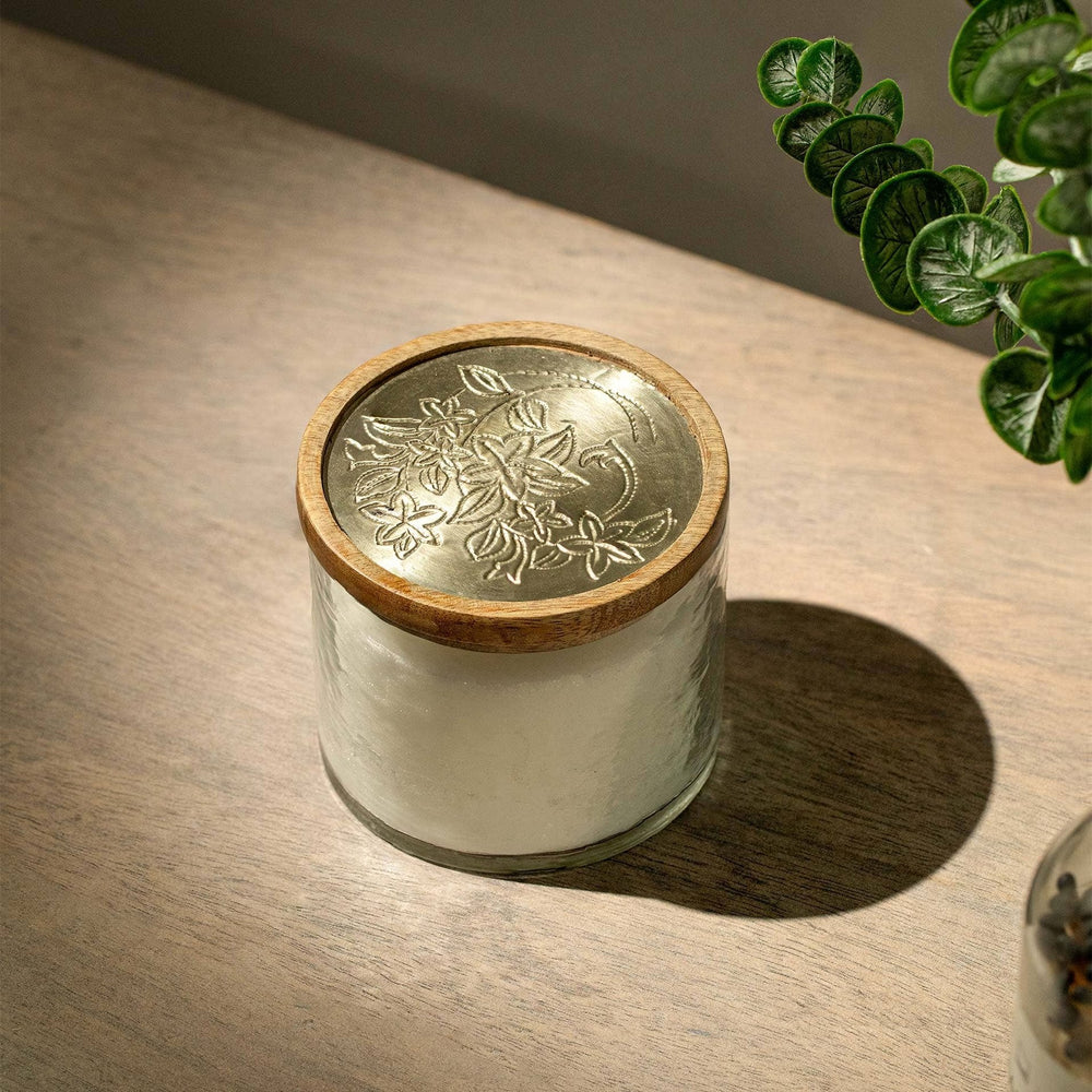 English Elm Lavender Triple-Wick Glass Jar Candle — Calming Lavender Vanilla Aromatherapy, Elegant Reusable Jar B346P369776