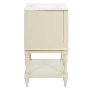 English Elm 24'' French Style Bathroom Vanity with Ceramic Sink Soft Close Cabinet and Drawer Beige N710P411341Y