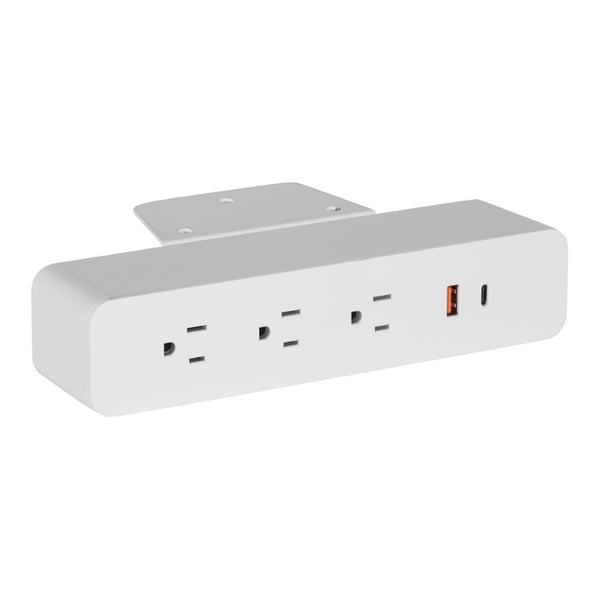OSP Home Furnishings Undersurface-mount Power Hub with Usb-c Ac Outlets for Desks and Workstations PM8311W