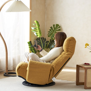 English Elm Adjustable ergonomic gaming lounge chair with 360° swivel, spring seat comfort and phone holder Yellow W244P172638
