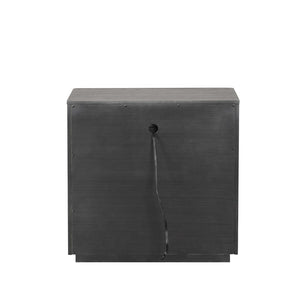 English Elm Contemporary Two Drawer Nightstand with Built-in Charging Port and Oak Veneer Finish Warm Grey B2741P431068