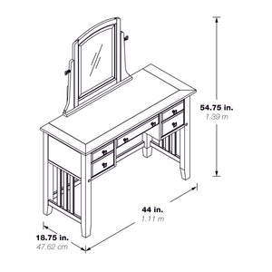 OSP Home Furnishings Modern Mission Vanity and Mirror Vintage Oak