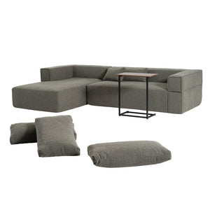 English Elm 112"Modular Sectional Sofa with Free Side Table and Pillows, Wrinkle-Resistant Boucle, No Assembly Required Grayish Green N723S9670F