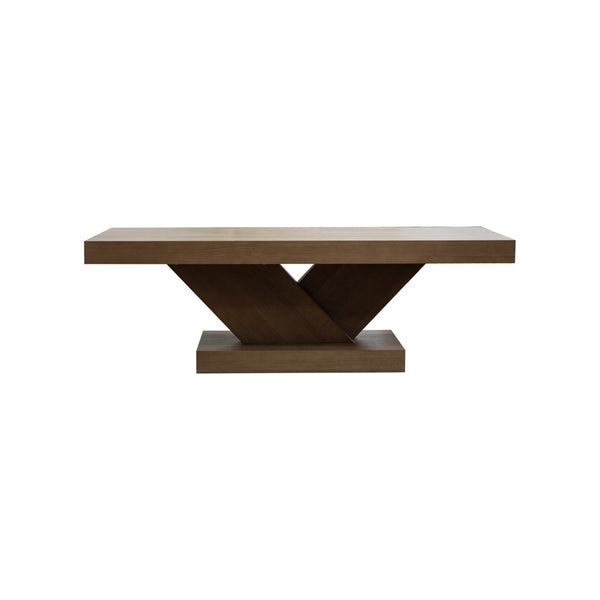 English Elm 47" X-base Oak Wash Coffee Table Solid Veneer Sculptural Frame for Living Room Walnut W1435P337639