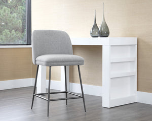 Sunpan Kelty Counter Stool - Chic Boucle Fabric Seat with Elegant Gold Stainless Steel Legs for Dining Space Gunmetal / Soho Grey