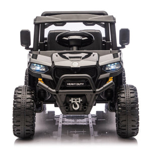 English Elm 24v Electric Kids Dump Truck 4wd Six Wheel Ride on with Remote Suspension Cargo Bucket Black W1578P380841