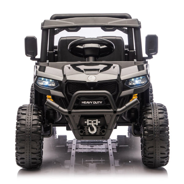 English Elm 24v Electric Kids Dump Truck 4wd Six Wheel Ride on with Remote Suspension Cargo Bucket Black W1578P380841