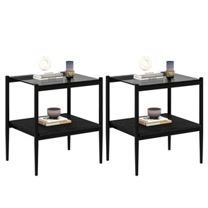 English Elm Coffee Table And End Tables Set Of 3 - Modern Glass & Mdf Design For Stylish Living Room Decor W241S00065
