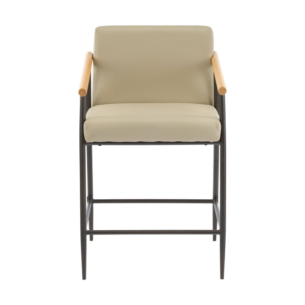 English Elm Christopher Knight Home® - Counter Stool Mid-Century Modern Set of 2 with Metal Frame, Soft Cushions & Solid Wood Armrests Espresso,khaki N771P247153V