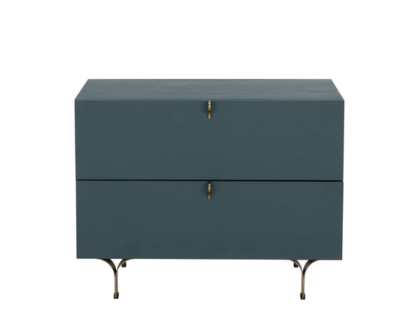 Sunpan Celine Nightstand - Elegant Two-Drawer Design with Antique Brass Feet for a Luxe Bedroom Retreat Large - 30W x 17.75D x 23H