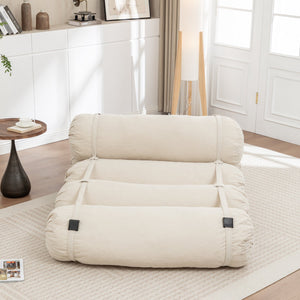 English Elm Adjustable Corduroy Floor Sofa with 5 Modular Cylinders for Custom Lounging and Ultimate Comfort Beige W1170P365603