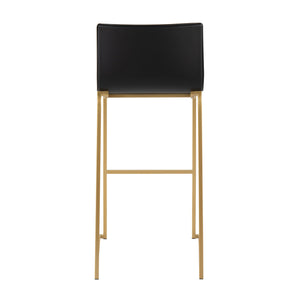 English Elm Mara Modern Barstools Set Of 2 In Luxe Black Faux Leather & Gold Steel For Stylish Spaces B202P222229