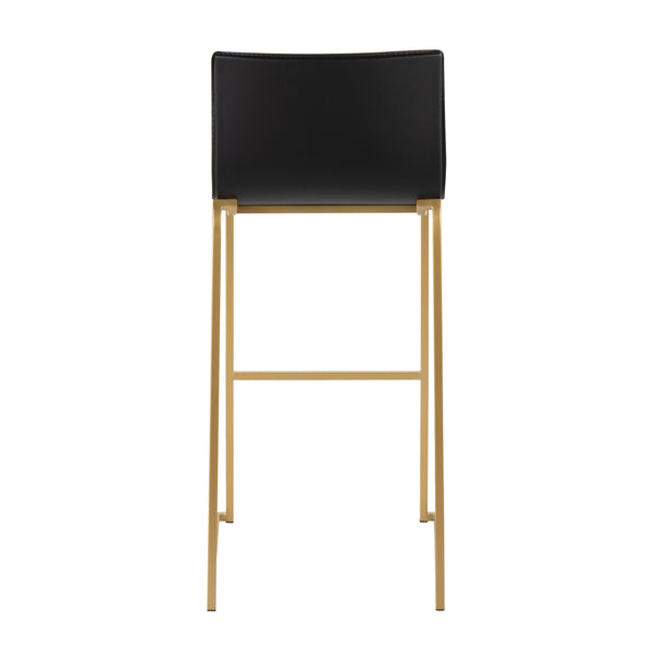 English Elm Mara Modern Barstools Set Of 2 In Luxe Black Faux Leather & Gold Steel For Stylish Spaces B202P222229