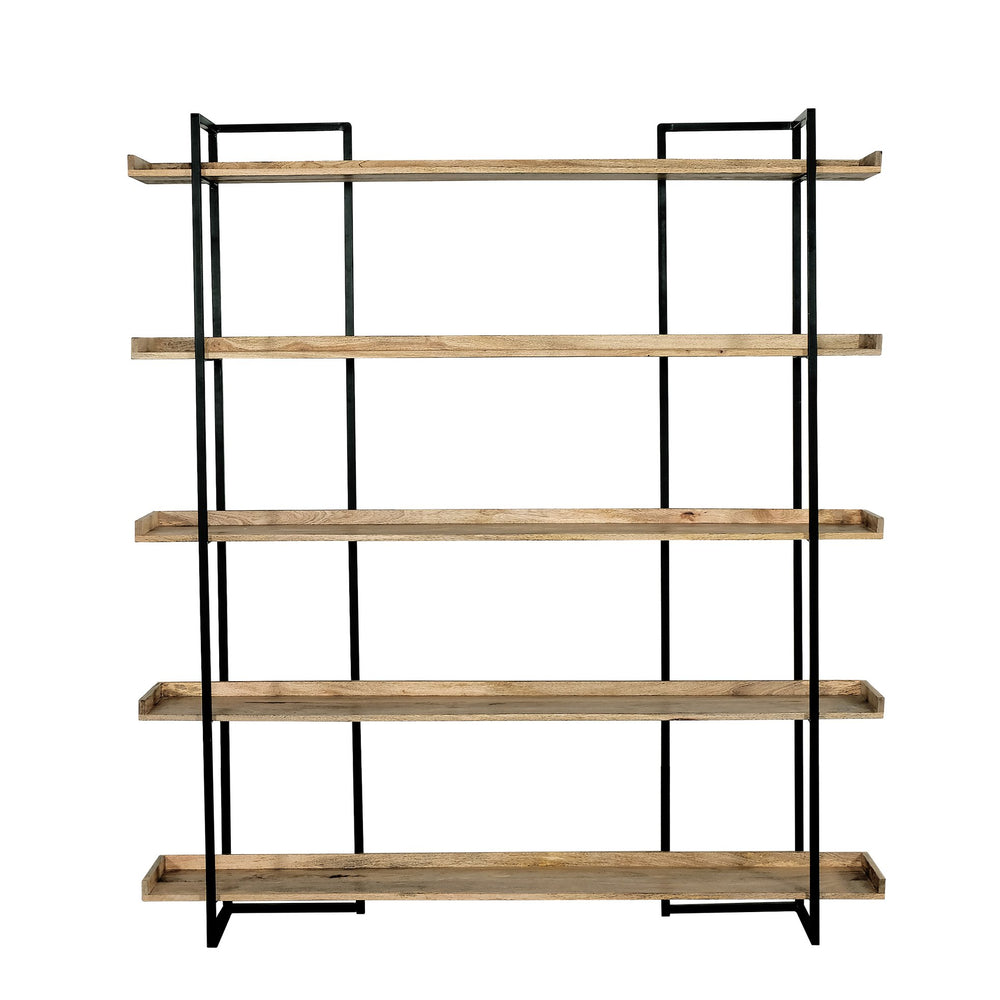 English Elm 68 Industrial 5-Tier Mango Wood & Iron Bookshelf, 75" Tall Open Bookcase for Home Office Decor B2741P320767