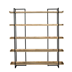 English Elm 68 Industrial 5-Tier Mango Wood & Iron Bookshelf, 75" Tall Open Bookcase for Home Office Decor B2741P320767