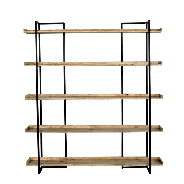 English Elm 68 Industrial 5-Tier Mango Wood & Iron Bookshelf, 75" Tall Open Bookcase for Home Office Decor B2741P320767