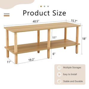 English Elm Coffee two-tier solid wood coffee table with TV stand style, industrial modern design, sturdy legs Burly Wood W2984S00003