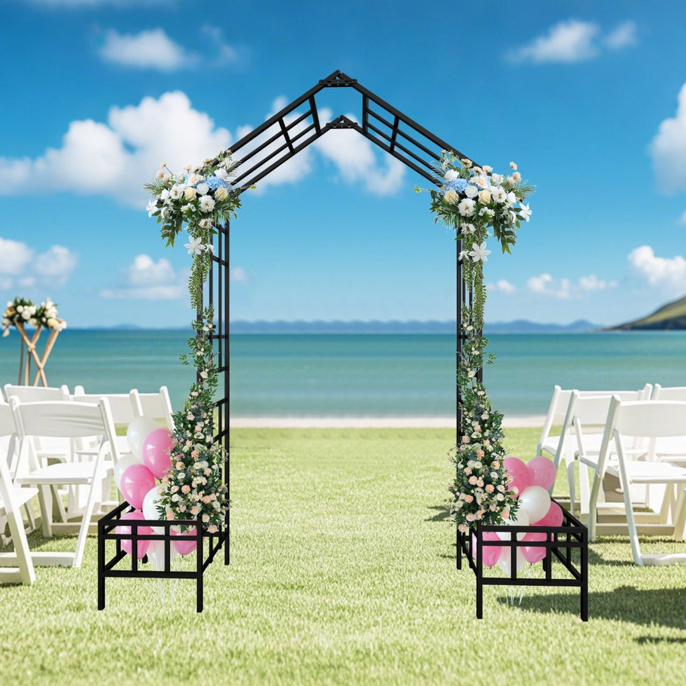 English Elm Metal Garden Arch Powder Coated Adjustable Width Climbing Plant Support Outdoor W1586P268890