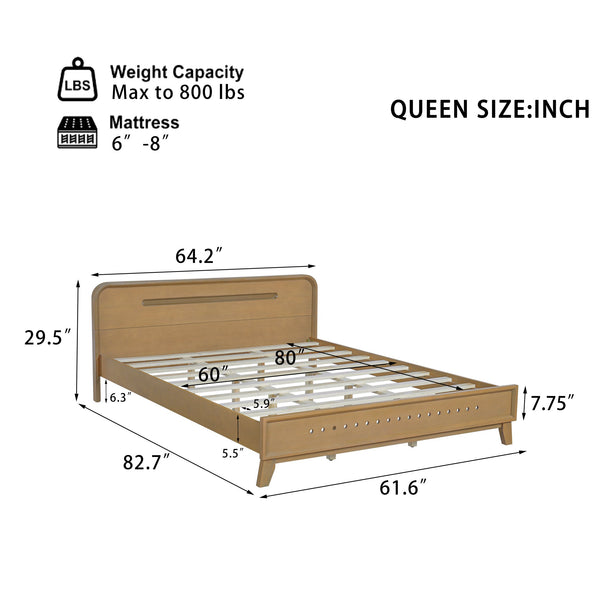 English Elm Christopher Knight Home® - Pine Solid Wood Queen Bed - Rustic Yellow Finish, Easy Assembly, No Box Spring Needed, Sturdy Design N770P291028N_N770P291029N