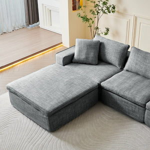English Elm Cloud Couch Modular 4 Seater Sofa with Washable Linen and Pocket Spring Cushions Dark Gray W1765S00142
