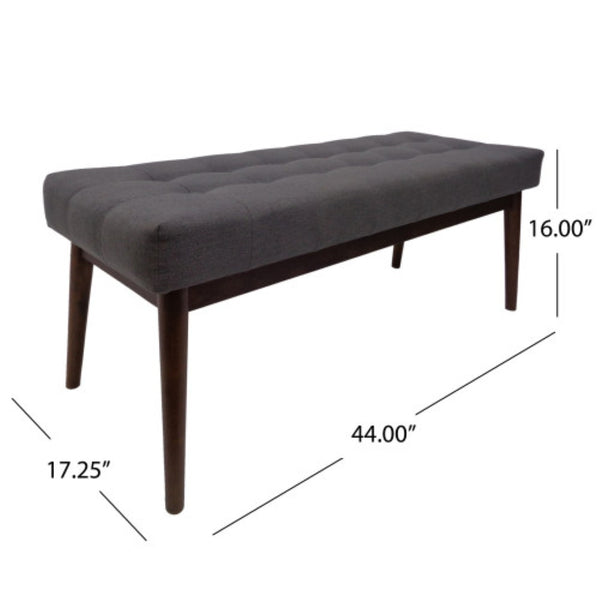 English Elm Mid-century Button Tufted Ottoman with Walnut Tapered Legs for Living Room Bedroom Grey N778P440482G