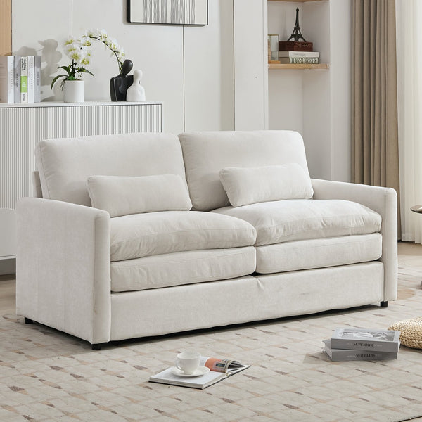 English Elm 68.1" Cozy Upholstered Loveseat Sofa with Double-Layer Cushions, Deep Seating, Chenille Comfort & Support Beige N719P251496A