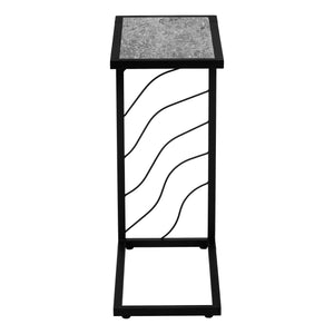 English Elm Accent Table, C-Shaped Design For Living Room And Bedroom, Grey Laminate Top With Black Metal Base B2710P219256